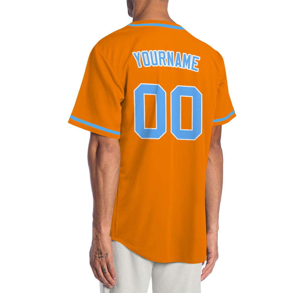 Custom Orange And Light Blue Baseball Jersey