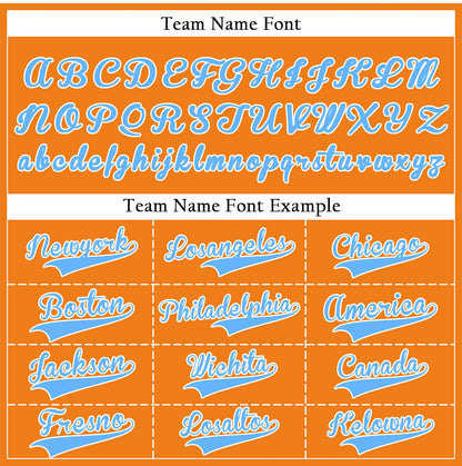 Custom Orange And Light Blue Baseball Jersey