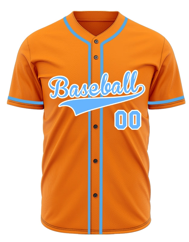 Custom Orange And Light Blue Baseball Jersey