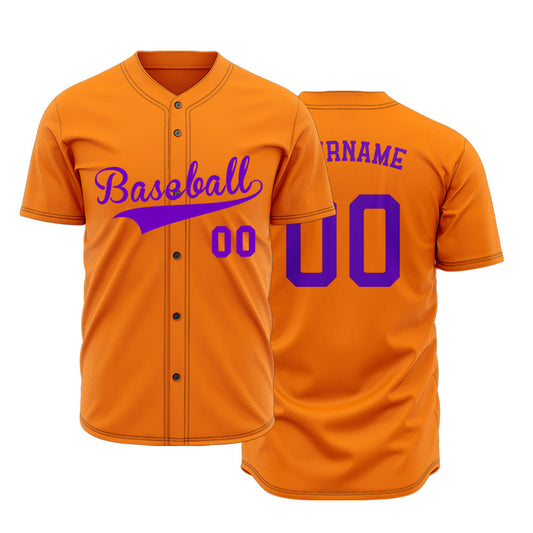 Custom Orange And Purple Baseball Jersey
