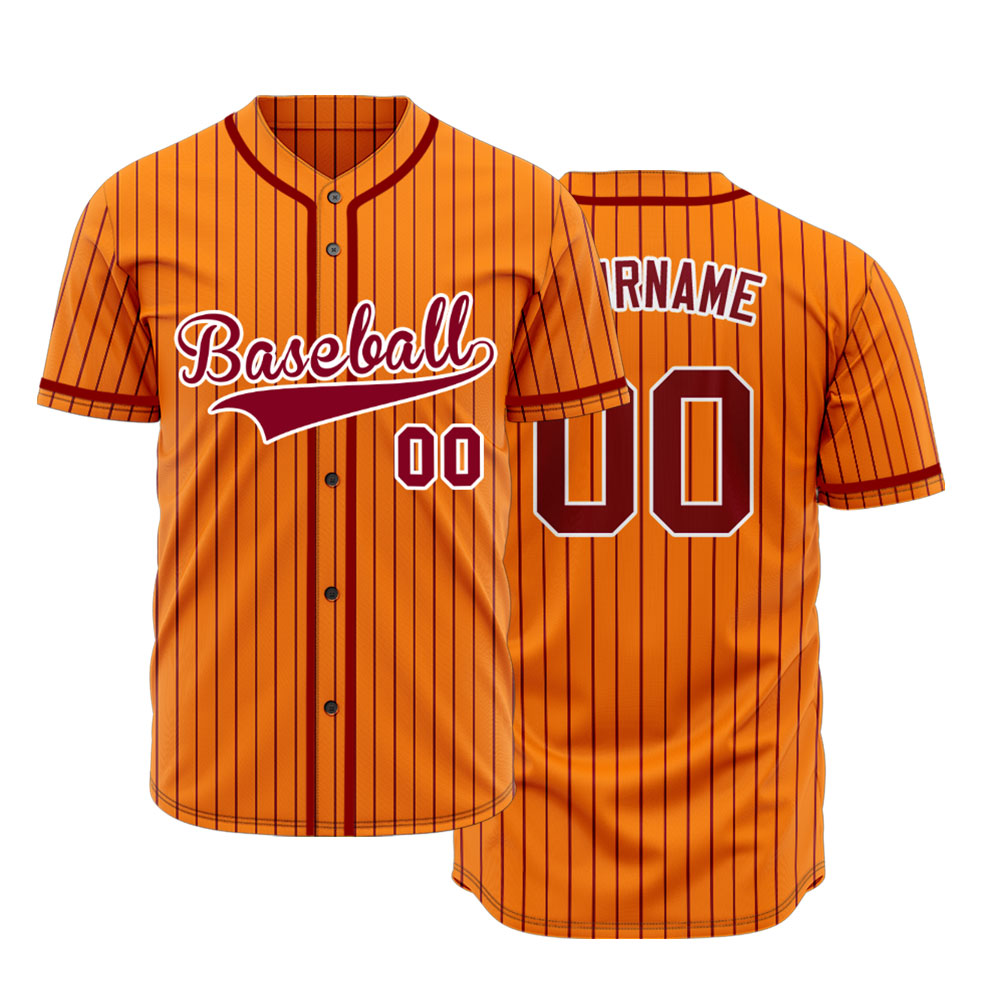 Custom Orange And Red Lines Baseball Jersey