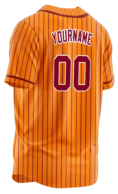 Custom Orange And Red Lines Baseball Jersey