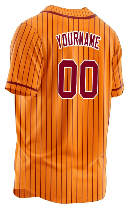 Custom Orange And Red Lines Baseball Jersey