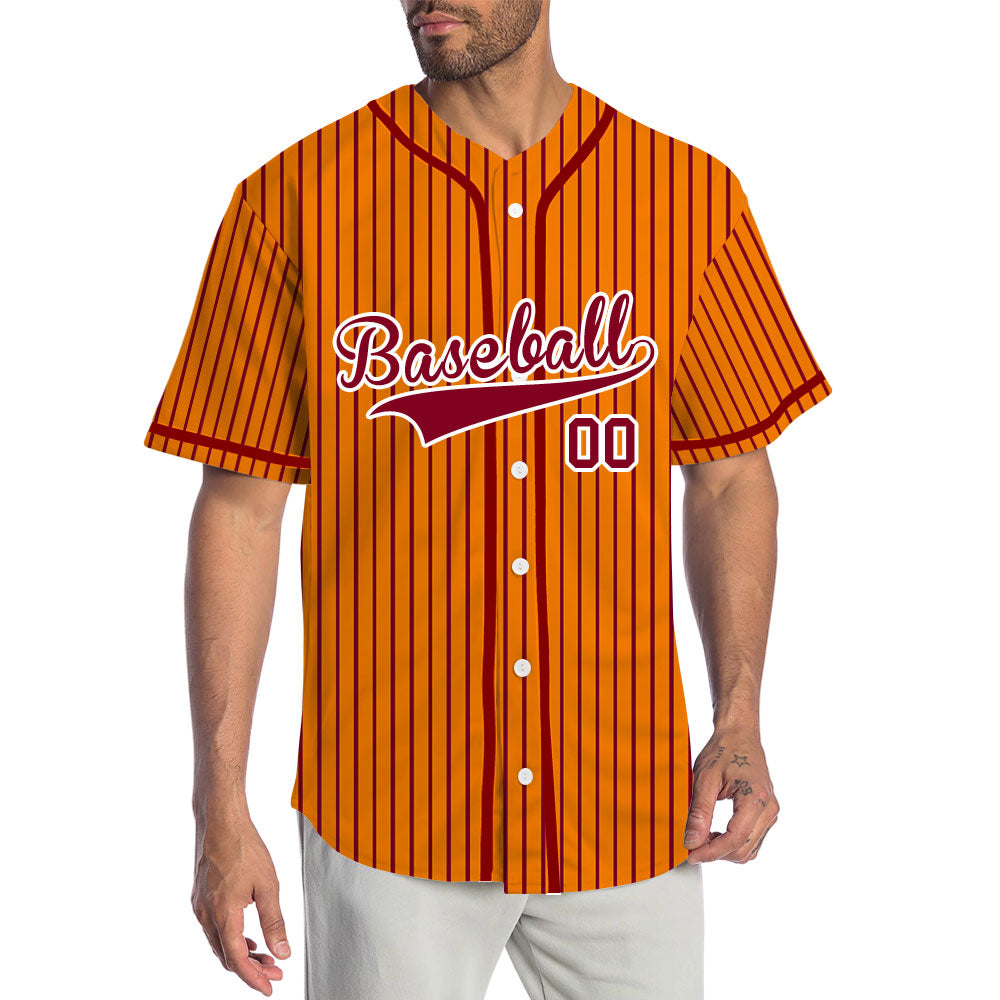 Custom Orange And Red Lines Baseball Jersey