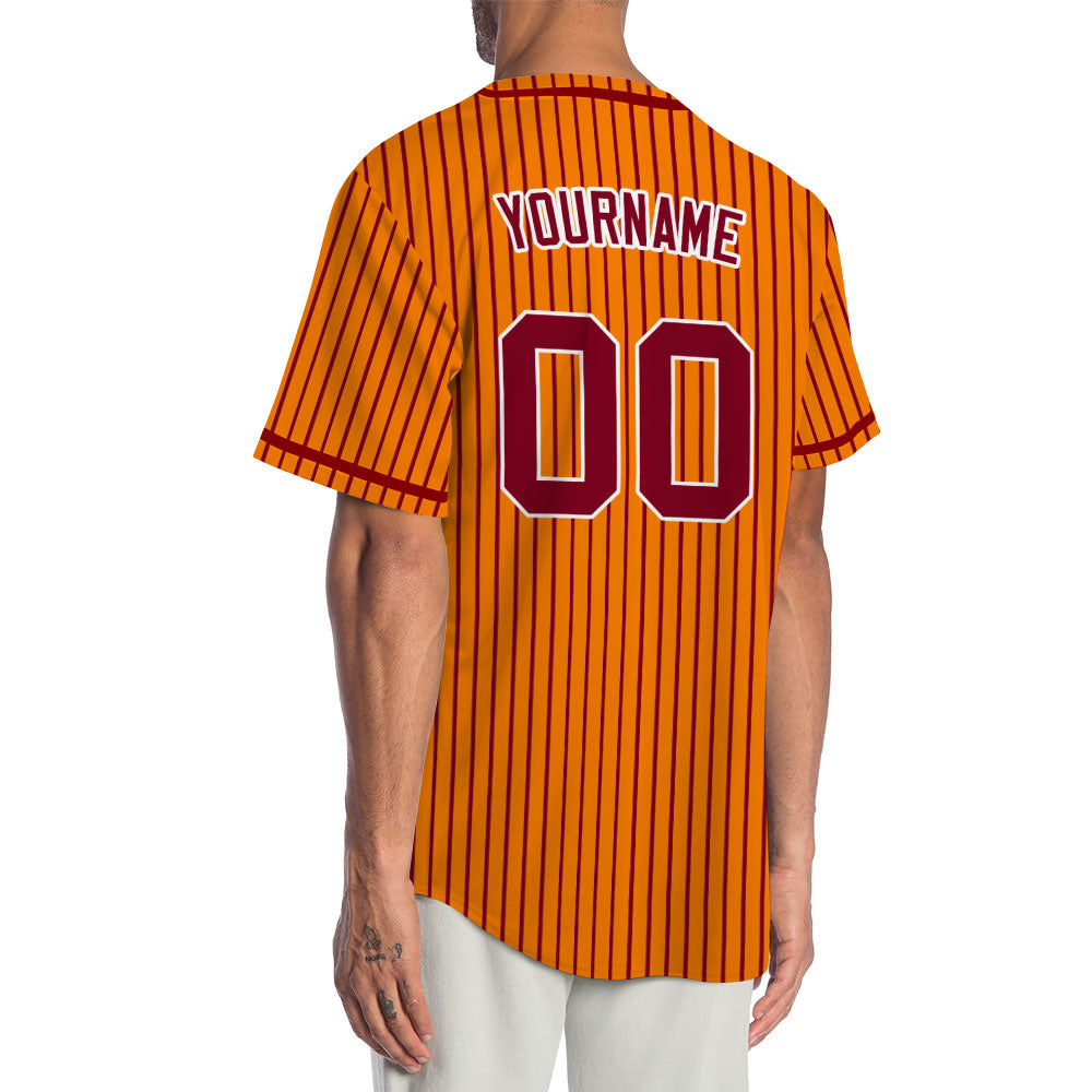 Custom Orange And Red Lines Baseball Jersey