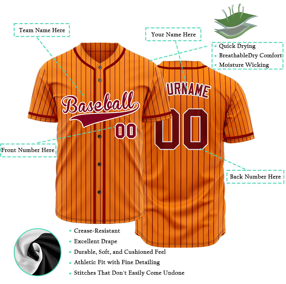 Custom Orange And Red Lines Baseball Jersey