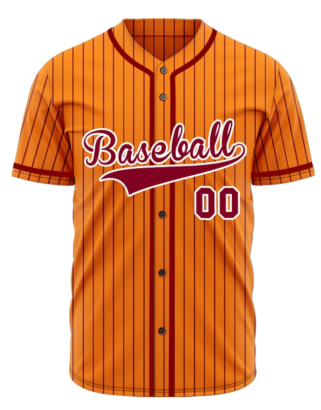 Custom Orange And Red Lines Baseball Jersey