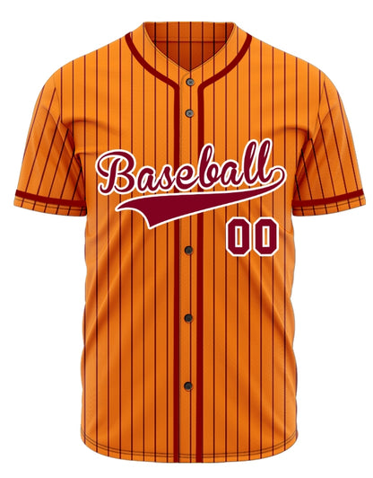 Custom Orange And Red Lines Baseball Jersey