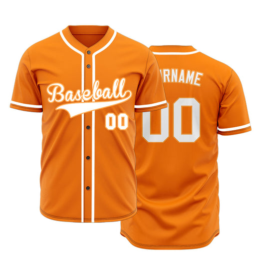 Custom Orange And White Baseball Jersey