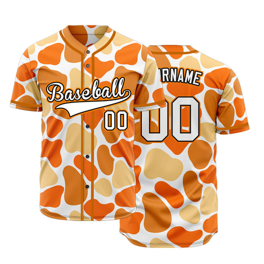 Custom Orange Beige Color Block Basebll Jersey