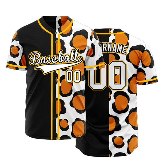 Custom Orange Black Shape Half Black Baseball Jersey