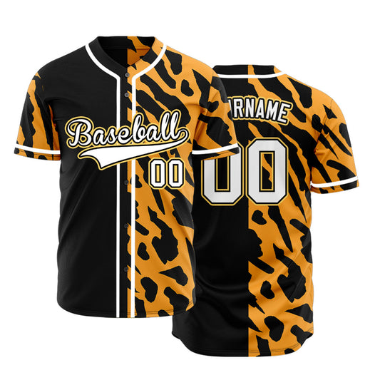Custom Orange Striped Half Black baseball jersey