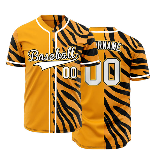 Custom Orange Tiger White Edge Baseball Jersey