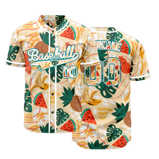 Custom Pineapple And Watermelon Baseball Jersey