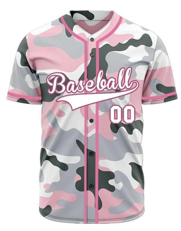 Custom Pink And Light Gray Baseball Jersey