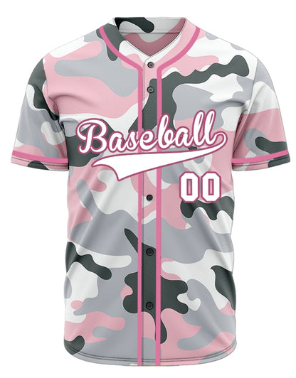 Custom Pink And Light Gray Baseball Jersey