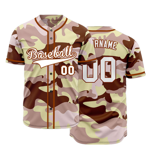 Custom Pink Brown Yellow Baseball Jersey