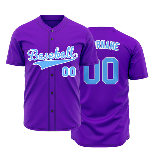 Custom Purple And Blue Basaball Jersey