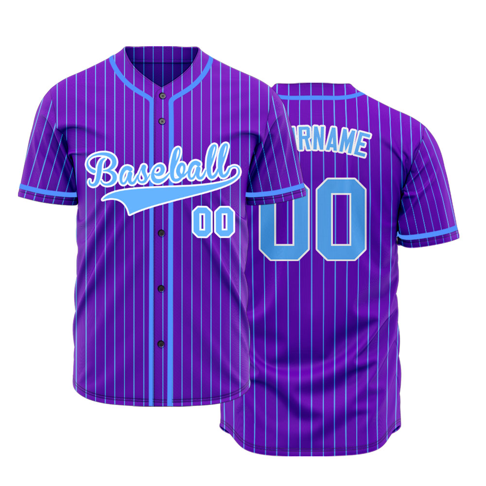 Custom Purple And Blue Lines Basaball Jersey