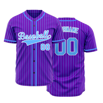 Custom Purple And Blue Lines Basaball Jersey