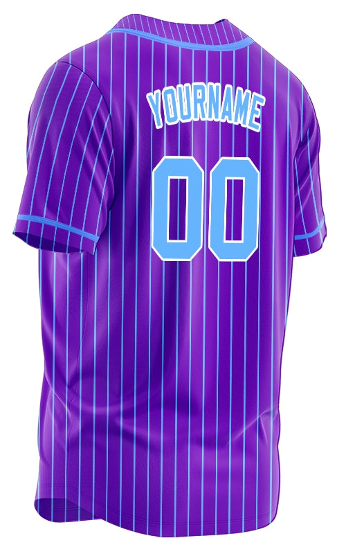 Custom Purple And Blue Lines Basaball Jersey
