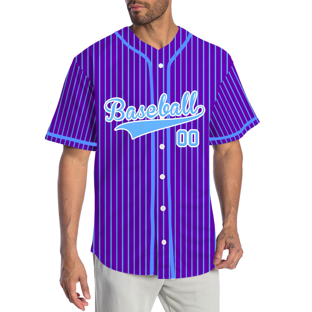 Custom Purple And Blue Lines Basaball Jersey