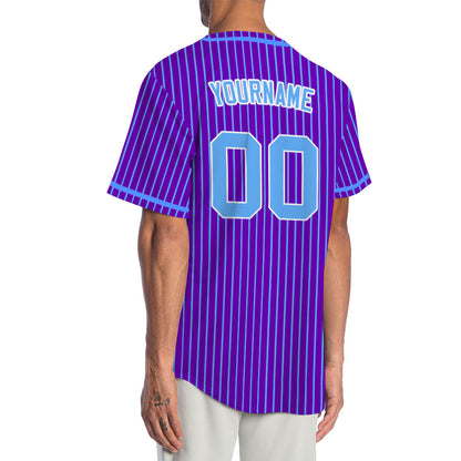 Custom Purple And Blue Lines Basaball Jersey