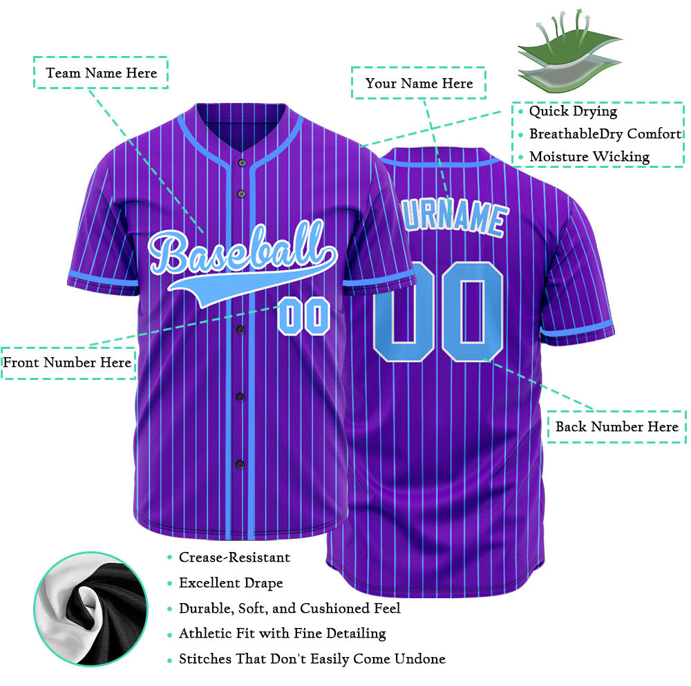 Custom Purple And Blue Lines Basaball Jersey