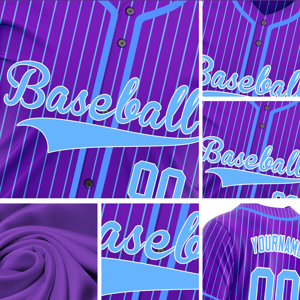 Custom Purple And Blue Lines Basaball Jersey