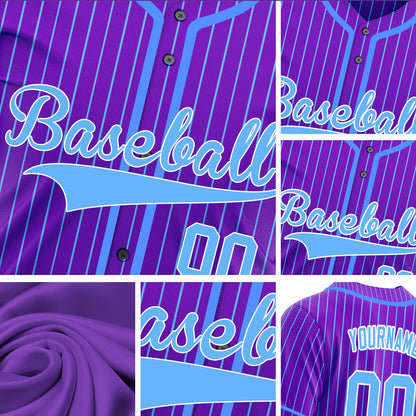 Custom Purple And Blue Lines Basaball Jersey
