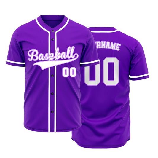 Custom Purple And White Baseball Jersey