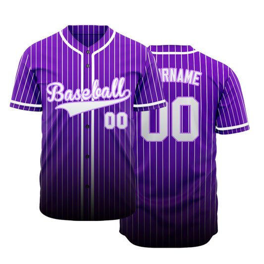 Custom Purple And White Vertical Lines Baseball Jersey