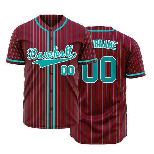 Custom Red And Blue Vertical Lines Baseball Jersey