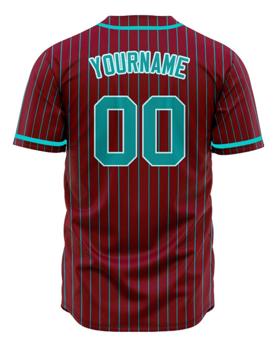 Custom Red And Blue Vertical Lines Baseball Jersey