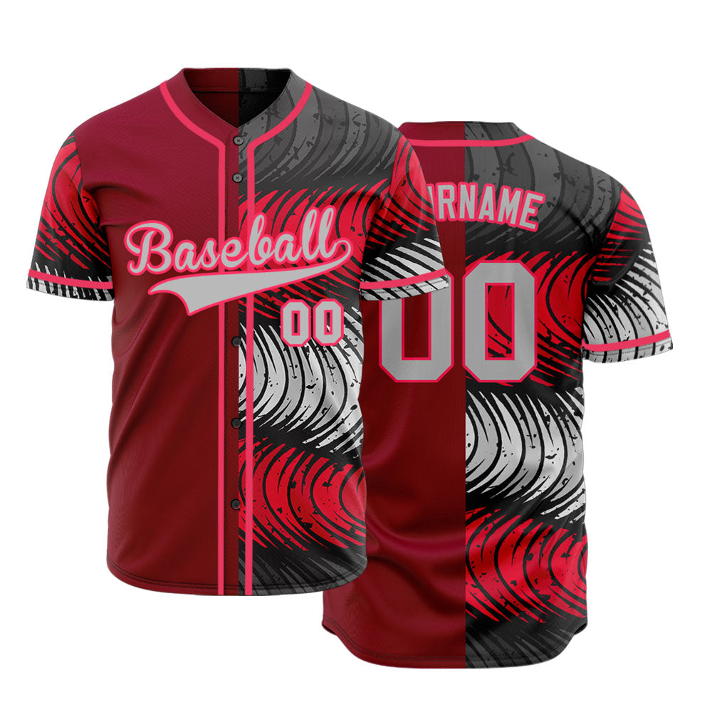 Custom Red And Ink Baseball Jersey