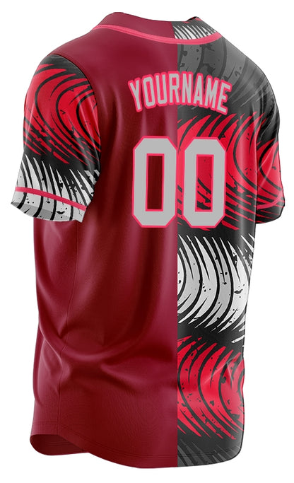 Custom Red And Ink Baseball Jersey