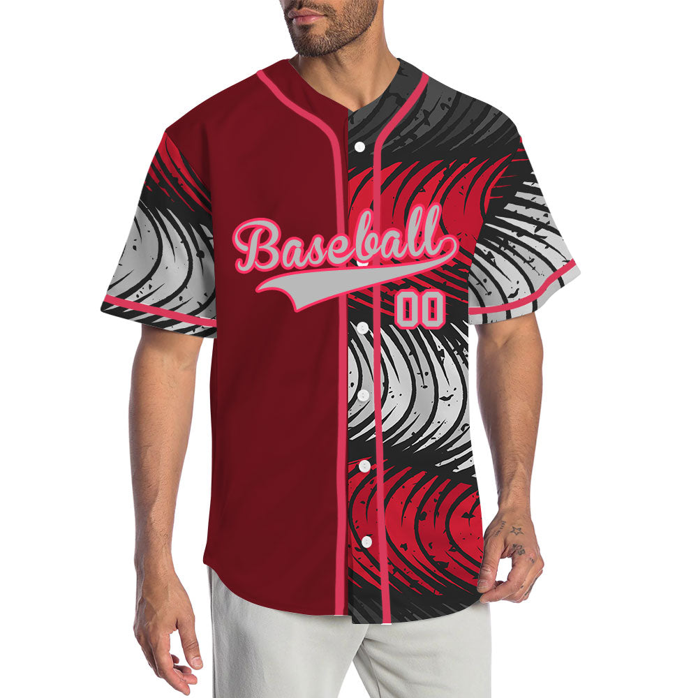Custom Red And Ink Baseball Jersey
