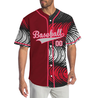 Custom Red And Ink Baseball Jersey