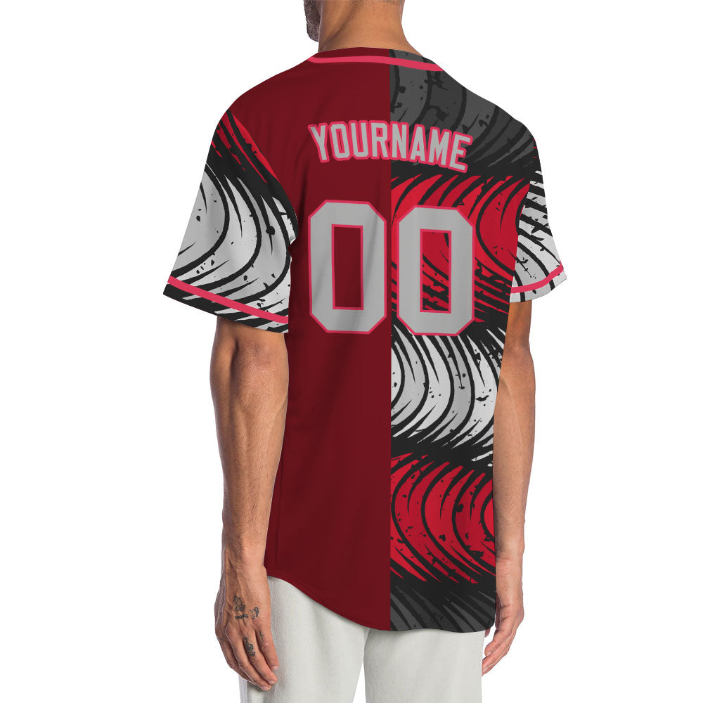 Custom Red And Ink Baseball Jersey