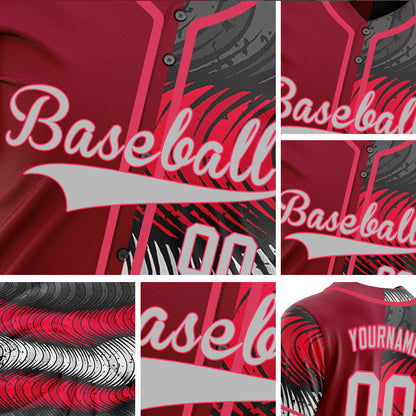 Custom Red And Ink Baseball Jersey