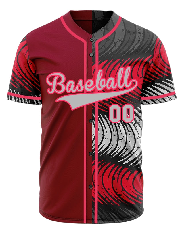 Custom Red And Ink Baseball Jersey