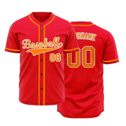 Custom Red And Orange Baseball Jersey