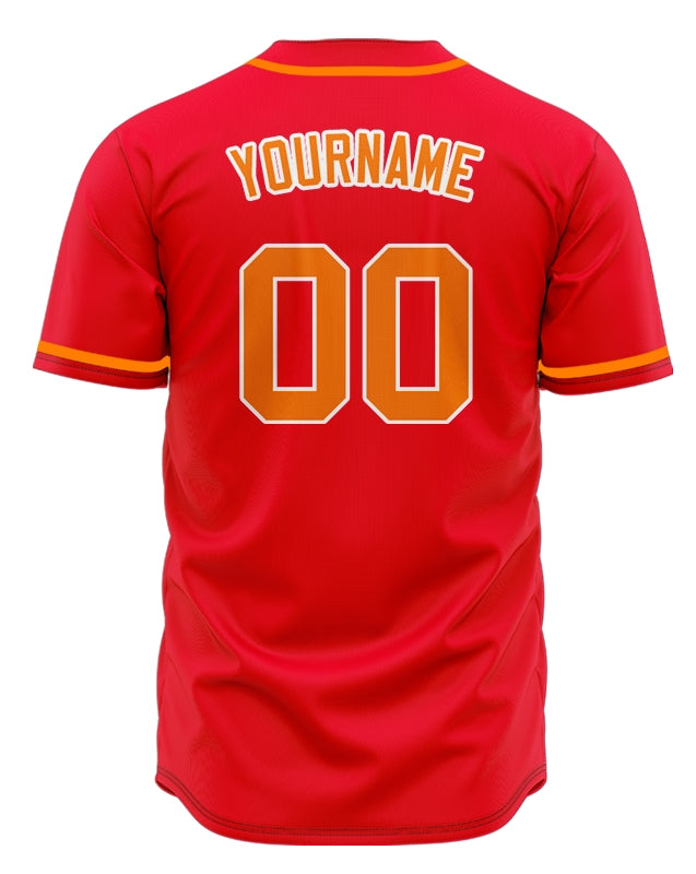 Custom Red And Orange Baseball Jersey