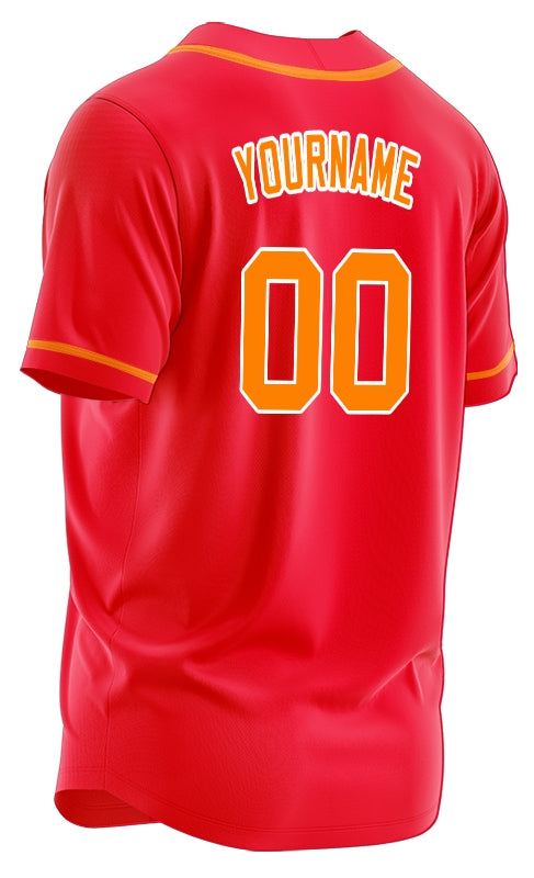 Custom Red And Orange Baseball Jersey