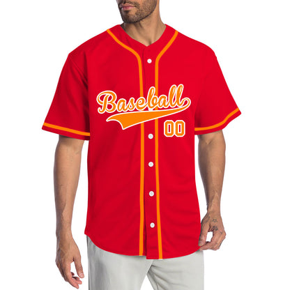 Custom Red And Orange Baseball Jersey