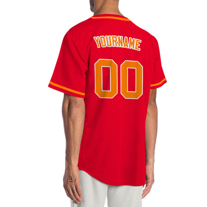 Custom Red And Orange Baseball Jersey