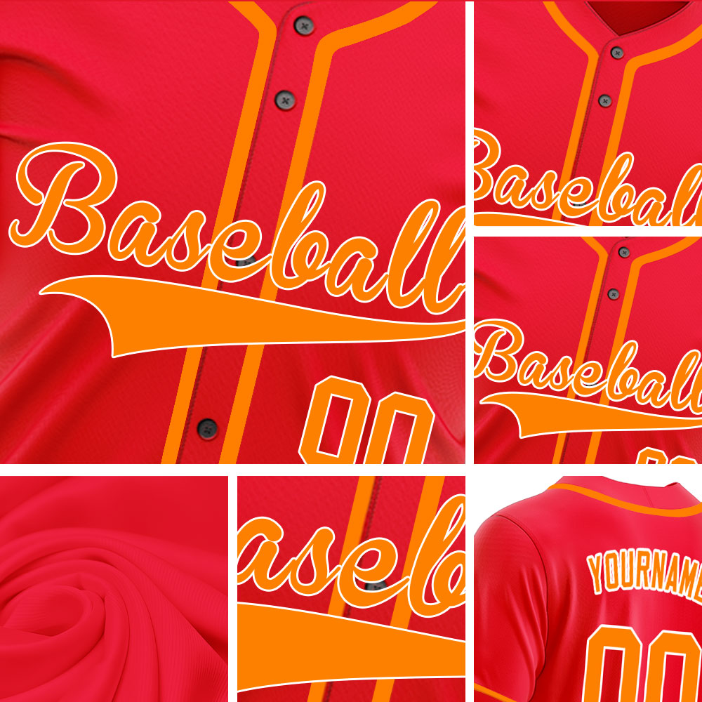Custom Red And Orange Baseball Jersey