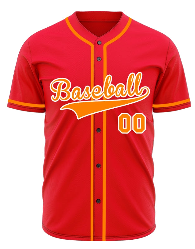 Custom Red And Orange Baseball Jersey