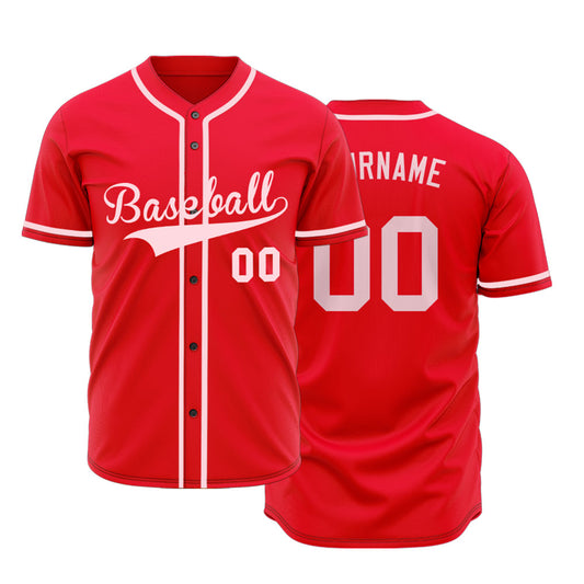 Custom Red And Pink Baseball Jersey