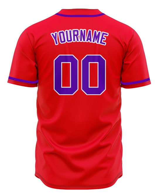 Custom Red And Purple Baseball Jersey